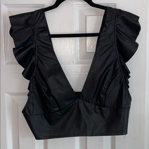 By the way pleather crop top